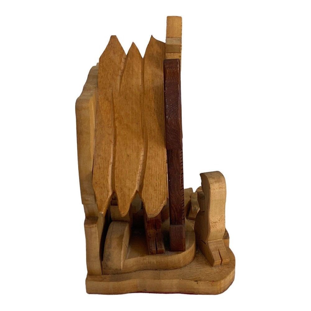Olive Wood Nativity Scene Israel Bethlehem 5”X5” Handmade Folk Art - Picture 4 of 9